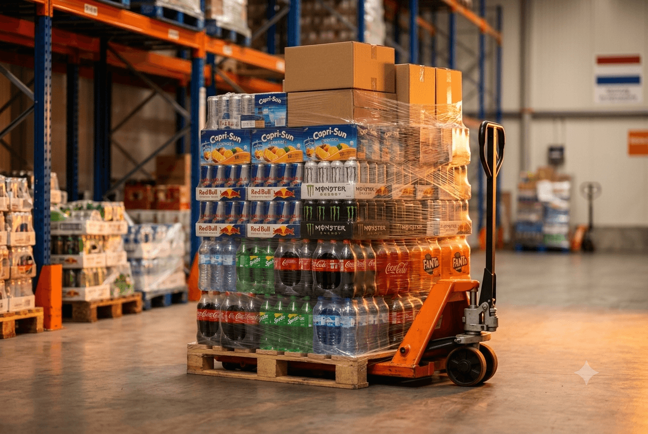 Pallet met Plazastore-assortiment voor zakelijke levering